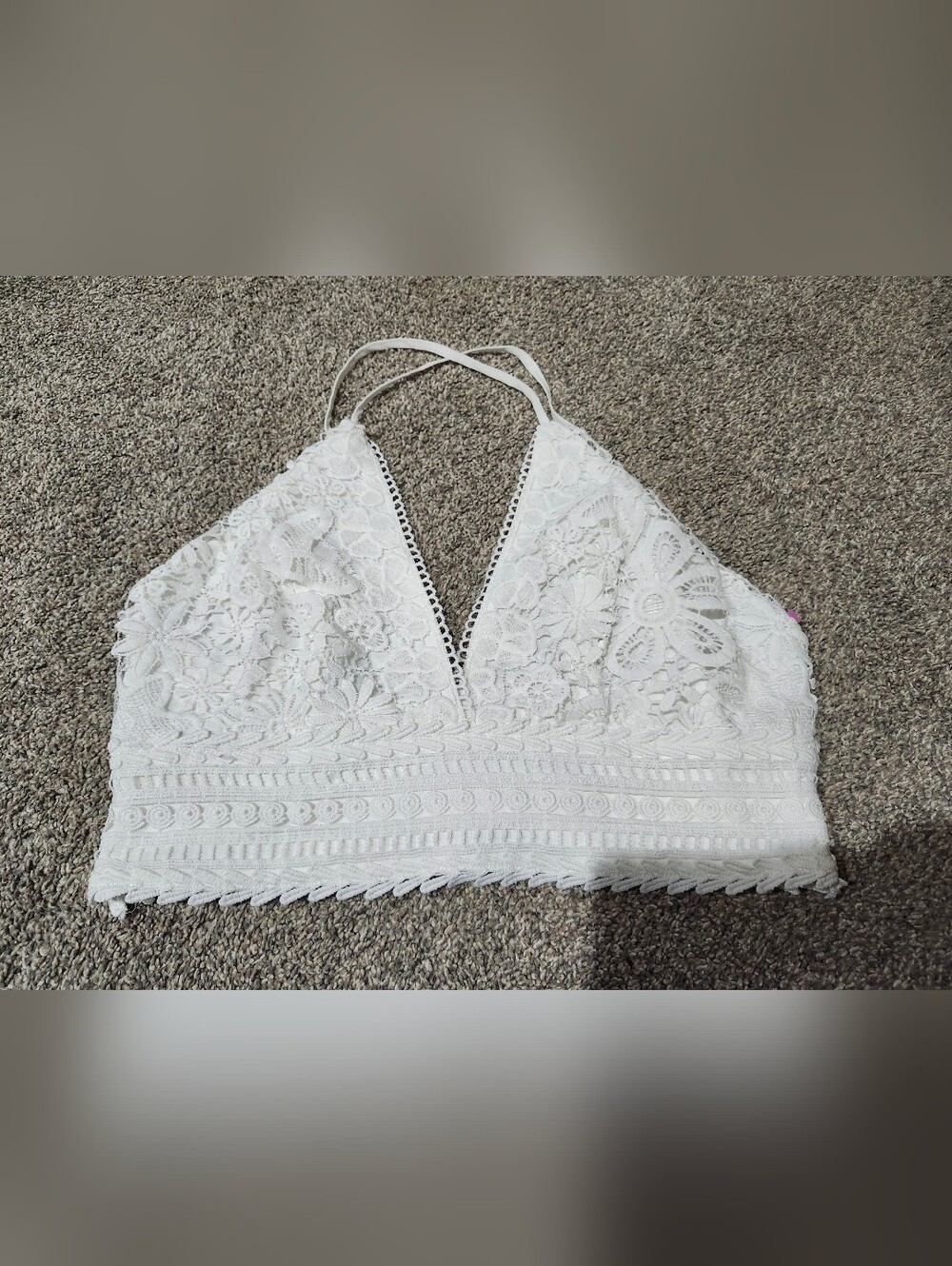 Fashion Nova White Lace Crochet Bralette Top Size XL NWOT